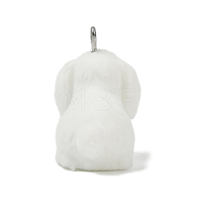 Animal Theme Flocky Opaque Resin Pendants RESI-H042-01P-07-1
