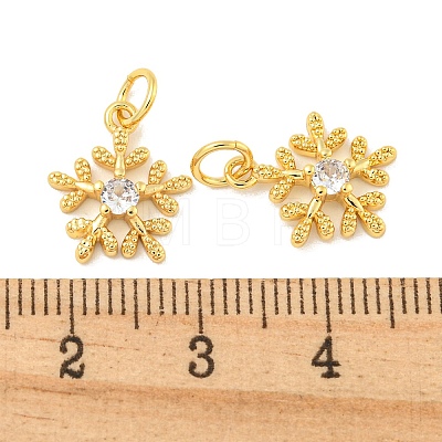 Rack Plating Brass Micro Pave Clear Cubic Zirconia Pendants KK-B093-04B-G-1