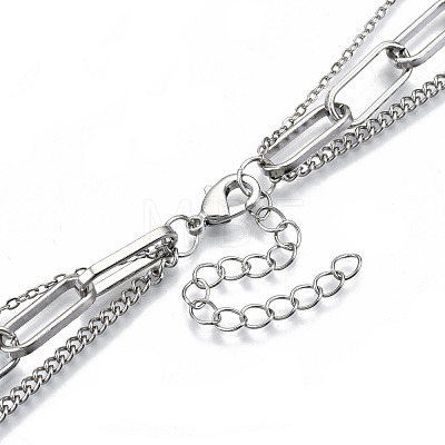 Zinc Alloy 3 Layered Necklaces NJEW-N047-004-RS-1