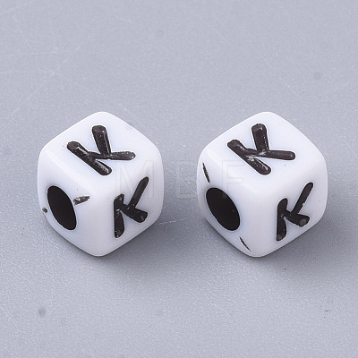 White Opaque Acrylic Beads MACR-R869-02K-1