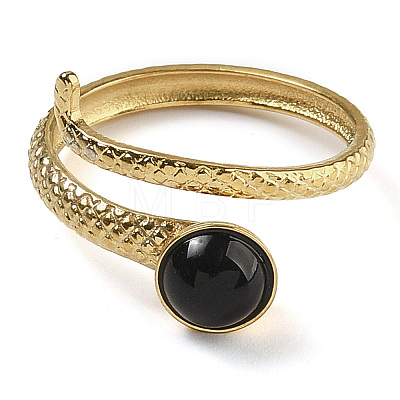 Natural Black Agate Finger Rings RJEW-U027-04G-08-1