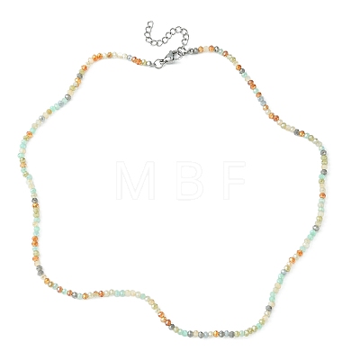 Glass Beaded Necklace with 304 Stainless Steel Clasps NJEW-JN04363-02-1