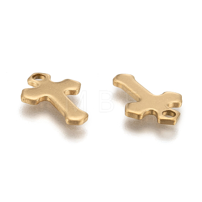 Ion Plating(IP) 304 Stainless Steel Tiny Cross Charms STAS-L159-06G-1