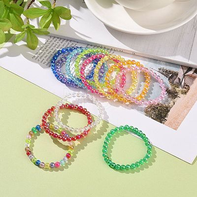 AB Color Transparent Acrylic Beaded Stretch Bracelet Sets BJEW-JB09047-1