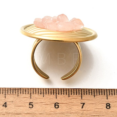 Natural Rose Quartz Chip Finger Rings for Women RJEW-R012-06G-02-1