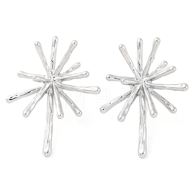 304 Stainless Steel Snowflake Stud Earrings for Women EJEW-U023-03P-1