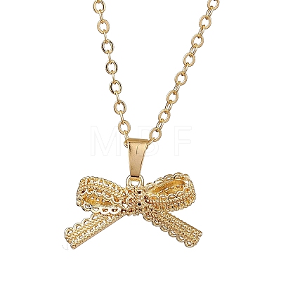 Bowknot Brass Pendants Necklace NJEW-TA00138-1