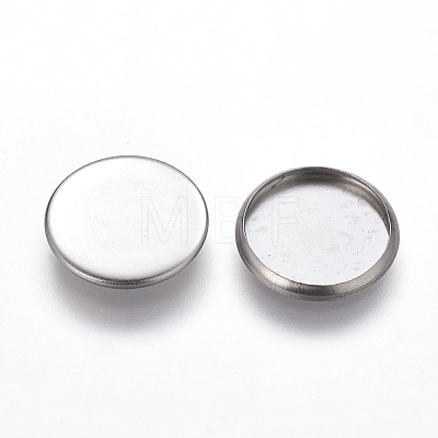 Tarnish Resistant Flat Round 304 Stainless Steel Plain Edge Bezel Cups X-STAS-S028-29-1