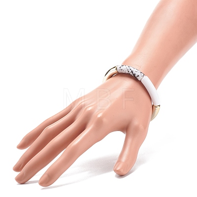 Acrylic Curved Tube Beaded Stretch Bracelet for Women BJEW-JB08437-01-1