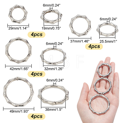   16Pcs 4 Styles Zinc Alloy Spring Gate Rings FIND-PH0007-92-1