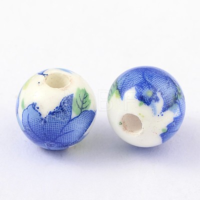 Handmade Printed Porcelain Beads PORC-Q199-10mm-19-1