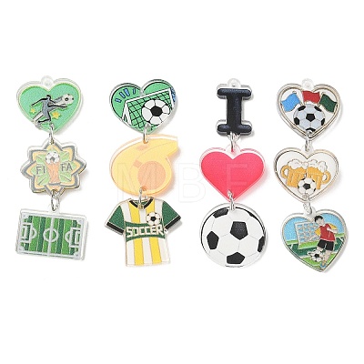 Football Printed Acrylic Big Pendants AC-CBAC468-01P-1
