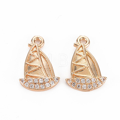 Rack Plating Brass Micro Pave Clear Cubic Zirconia Charms KK-T060-58-RS-1