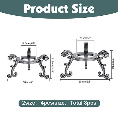 8Pcs 2 Styles Alloy Crystal Ball Display Bases AJEW-AR0005-66-1