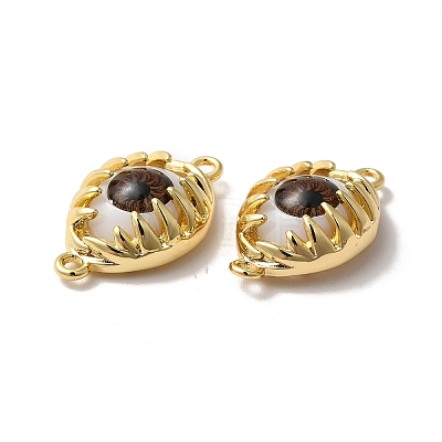 Evil Eye Resin Brass Connector Charms RESI-E026-01G-05-1