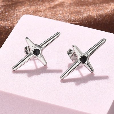 Cross 304 Stainless Steel Stud Earrings EJEW-F361-07P-1