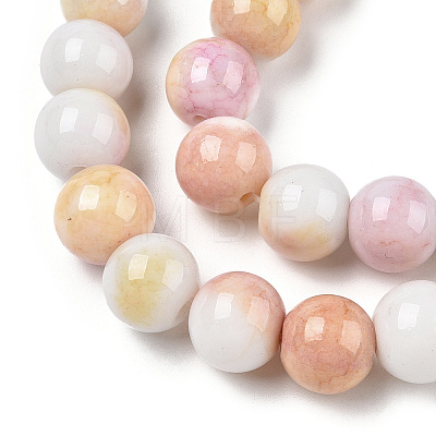 Opaque Crackle Glass Round Beads Strands GLAA-T031-10mm-01Q-1