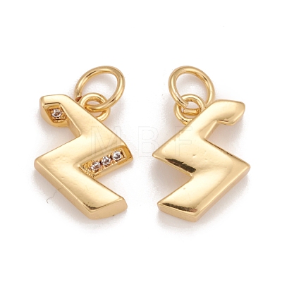 Rack Plating Eco-friendly Brass Micro Pave Clear Cubic Zirconia Charms KK-D072-01G-Z-NR-1