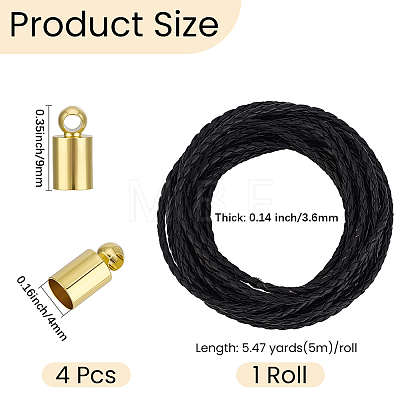 5M Round Braided PU Leather Cords WL-CL0001-33A-1