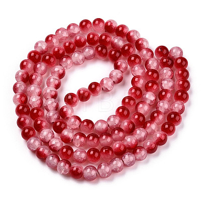 Crackle Baking Painted Imitation Jade Glass Beads Strands X1-DGLA-T003-8mm-11-1