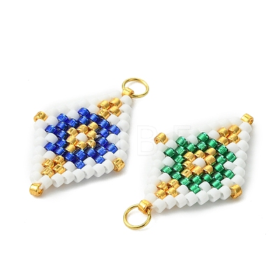 Beaded Rhombus Charms PALLOY-MZ01345-1