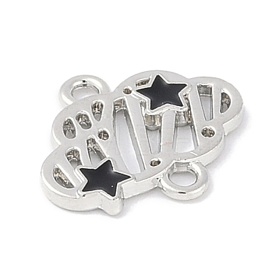 Rack Plating Alloy Black Enamel Cloud with Star Links Connector Charms PALLOY-F018-04P-01-1