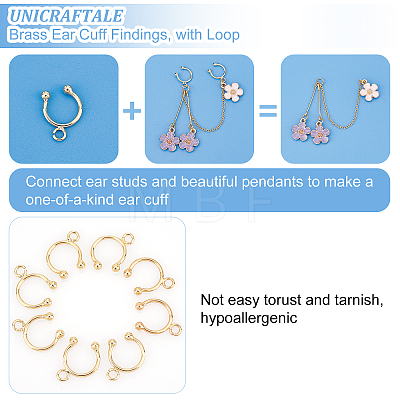 Unicraftale 10 Pairs Brass Ear Cuff Findings KK-UN0001-18-1