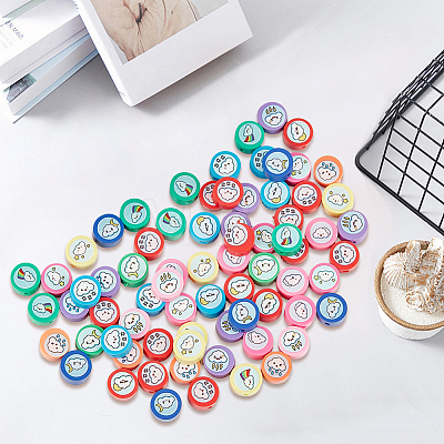 200Pcs Printed Handmade Polymer Clay Beads CLAY-PA0001-54-1