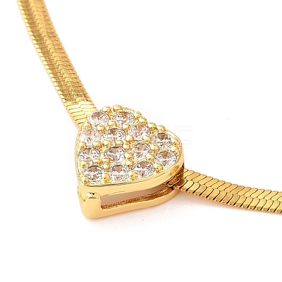 Heart 304 Stainless Steel Micro Pave Cubic Zirconia Pendant Necklaces NJEW-F285-03-1
