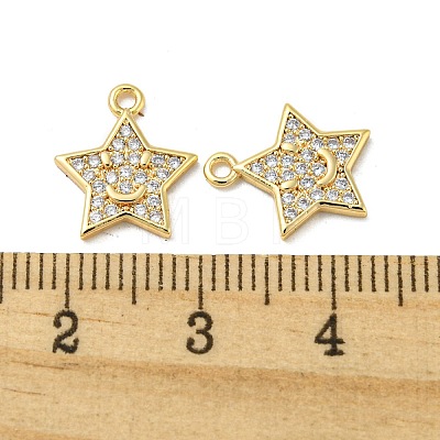 Brass Micro Pave Clear Cubic Zirconia Charms KK-H460-17G-1