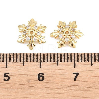 Christmas Brass Clear Cubic Zirconia Beads KK-B186-03G-1