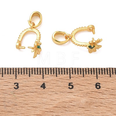 Brass Micro Pave Cubic Zirconia Ice Pick Pinch Bails KK-D113-06G-1