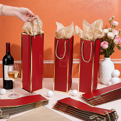 55Pcs Paper Wine Package Bags with Rope Handles CARB-UN0001-03B-1