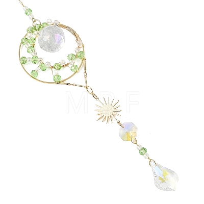 Wire Wrapped Glass Beads Suncatcher HJEW-JM05003-01-1