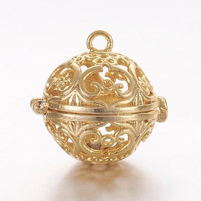 Brass Cage Pendants KK-K173-06G-1