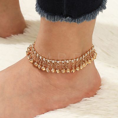 Alloy Crystal Rhinestone Bell Charm Tassel Anklets for Women WG95FC9-01-1