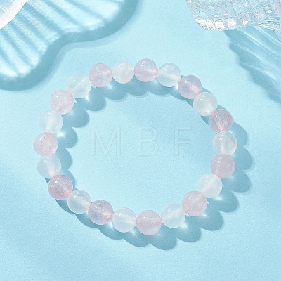 Natural Rose Quartz & Selenite Beaded Stretch Bracelets for Women BJEW-JB13140-1
