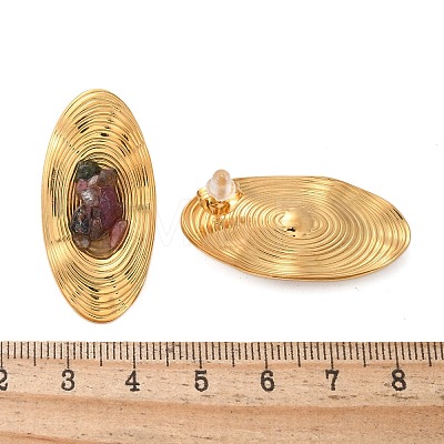 Oval Stainless Steel Stud Earrings EJEW-D303-01G-02-1