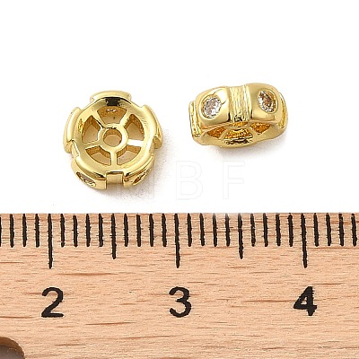 Rack Plating Brass Micro Pave Cubic Zirconia Spacer Beads KK-Q795-01G-1