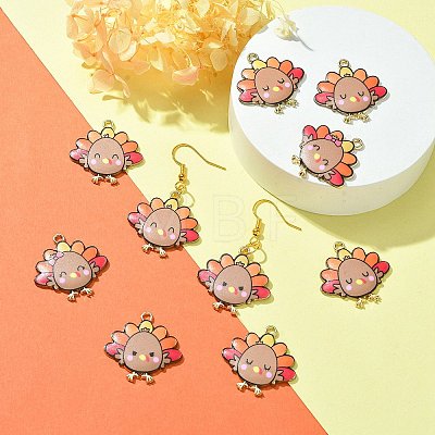 10Pcs 5 Style Cute Printed Alloy Pendants ENAM-YW0003-46A-1