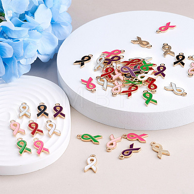 140Pcs 7 Colors Alloy Enamel Pendants ENAM-CD0001-13-1