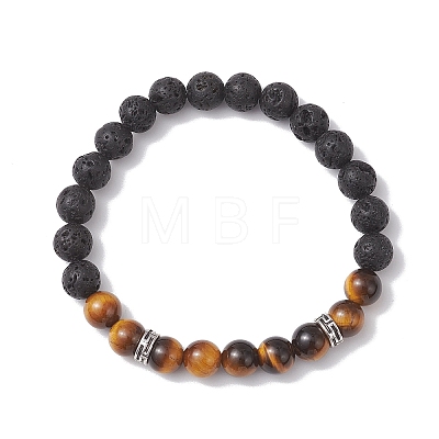 Round Natural Mixed Gemstone & Non-Magnetic Synthetic Hematite Beads Stretch Bracelets for Women BJEW-JB12759-1