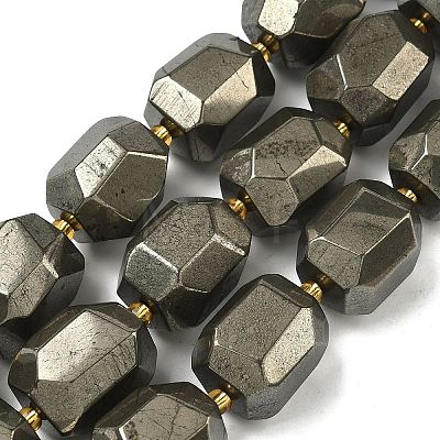 Natural Gold Pyrite/Golden Pyrite Beads Strands G-G459-C01-01-1