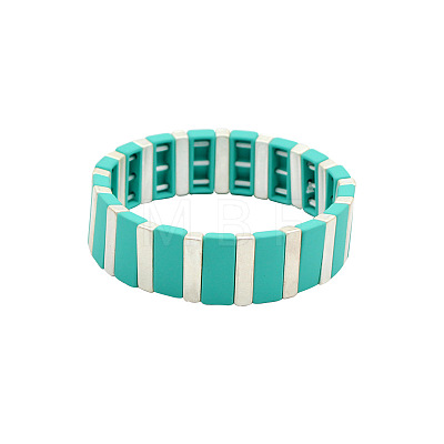 Baking Paint Alloy Rectangle Beaded Stretch Bracelets FS-WGFC15B-05-1