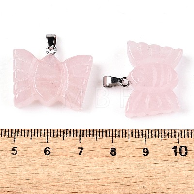 Natural Rose Quartz Carved Butterfly Pendants G-N342-01F-1