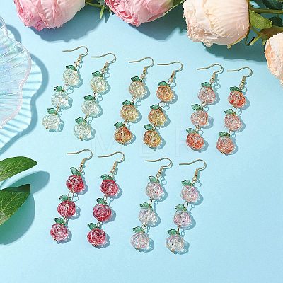 5Pairs 5 Colors Glass Dangle Earrings EJEW-JE05805-1