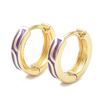 Brass Enamel Hoop Earrings KK-P205-11G-1