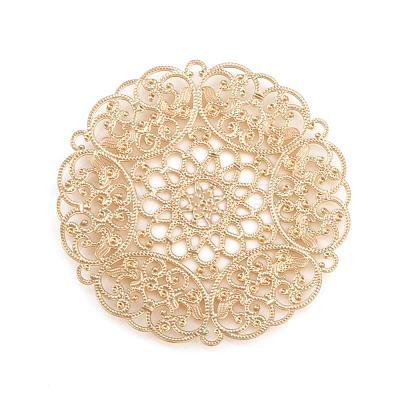 Brass Large Flower Filigree Findings KK-L056-01G-1