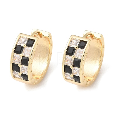 Brass Micro Pave Cubic Zirconia Hoop Earrings EJEW-H152-01C-G-1