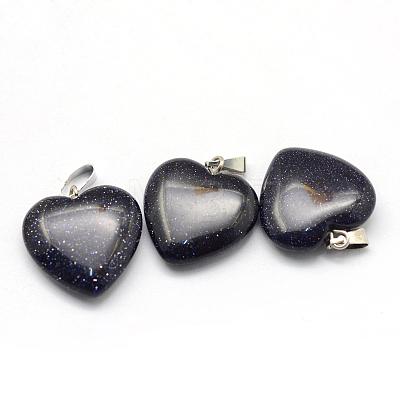 Heart Synthetic Blue Goldstone Pendants G-Q438-21-1